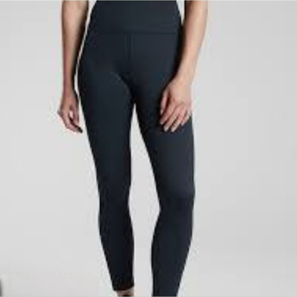 Athleta Womens Delancy Herringbone Tight Legging Stretch EUC Blue Black‎ XLT
